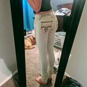 Rock revival white pelkin skinny jeans, size 24